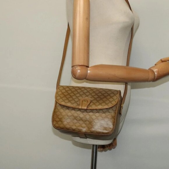 CELINE Macadam Canvas Shoulder Bag Beige Gold Auth 121456 - Picture 3 of 16